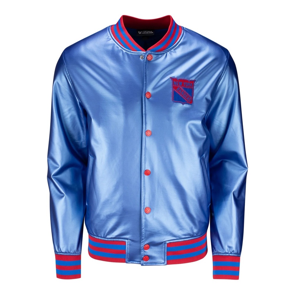 Women's Wild Collective New York Rangers Metallic Bomber Jacket